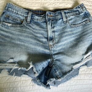 Aerie Blue Jean Shorts Distressed Casual